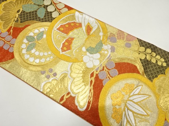 JAPANESE FUKURO OBI FOR FURISODE / SAGANISHIKI / WOVEN KIKU